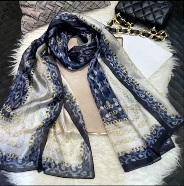 Scarf 100% Silk Paj Blue Beige Yellow